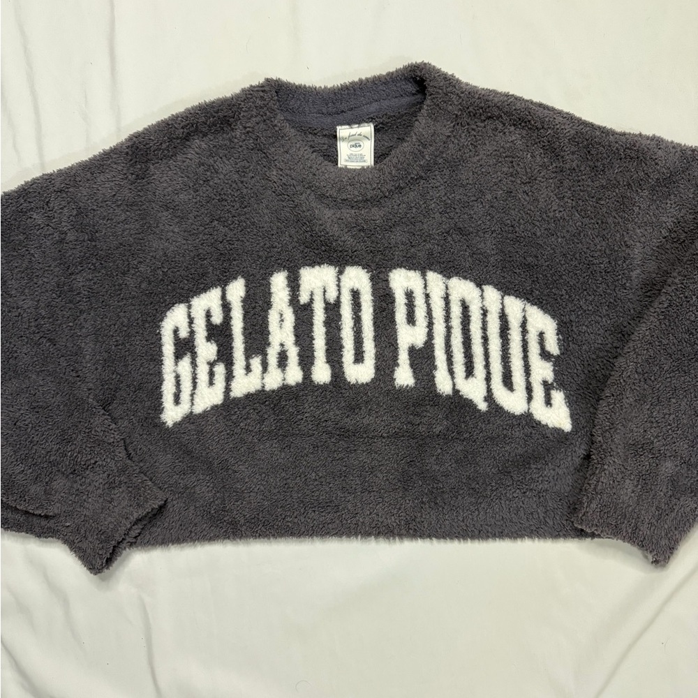 Japan Gelato Pique Gray Fuzzy Sweater - Picture 1 of 5